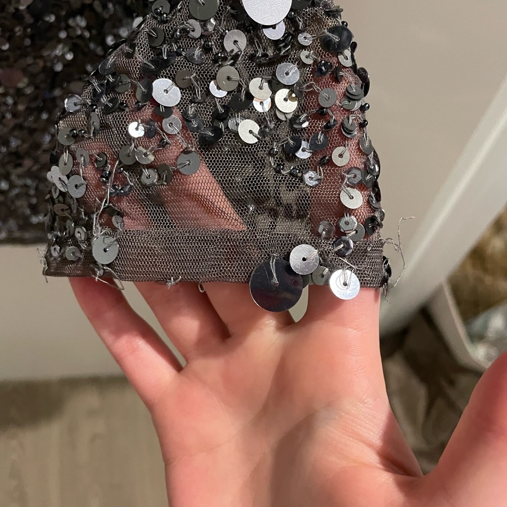 Aidan Mattox Silver Sequin Mini Dress - Picture 6 of 7